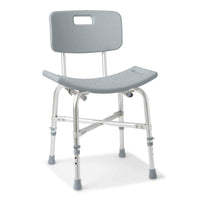 Medline Bariatric Shower Chair with Back, Gray, Aluminum, Reinforced Frame, 550 Lb. Capacity