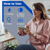 Medline Comfortable & Rechargeable OTC Hearing Aids, White, Behind-The-Ear, 4 Environmental Settings, Water Resistant, Adjustable Volume, Mild to Moderate Hearing Loss, Noise Reduction