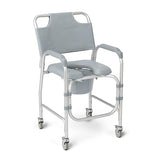 Aluminum Padded Shower Chair Commode with 4 Locking Casters