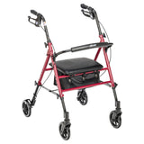 Adjustable Height Rollator Rolling Walker with 6" Wheels, Red