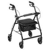 Rollator Rolling Walker with 6" Wheels, Fold Up Removable Back Support and Padded Seat, Black