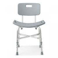 Medline Bariatric Shower Chair with Back, Gray, Aluminum, Reinforced Frame, 550 Lb. Capacity