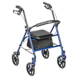 Four Wheel Rollator Rolling Walker with Fold Up Removable Back Support, Blue