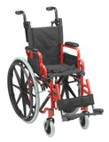 Wallaby Pediatric Folding Wheelchair, 12", Fire Truck Red