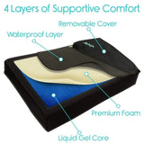 Wheelchair Gel Seat Cushion - Back Support Comfort and Pain Relief 18x16"