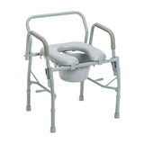 Steel Drop Arm Bedside Commode with Padded Seat and Arms