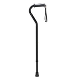 Adjustable Height Offset Handle Cane with Gel Hand Grip, Black