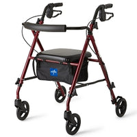 Medline Basic Steel Rollator with 6" Wheels, Burgundy