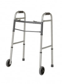 Medline Two-Button Folding Walkers with 5" Wheels