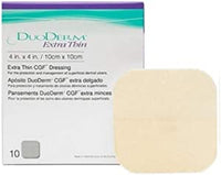 ConvaTec DuoDERM Extra Thin Control Gel Formula 4"x4" Hydrocolloid Sterile Adhesive Dressing for Superficial Wounds, Low Friction, Latex-Free, Waterproof, Square, Beige, 10ct Box